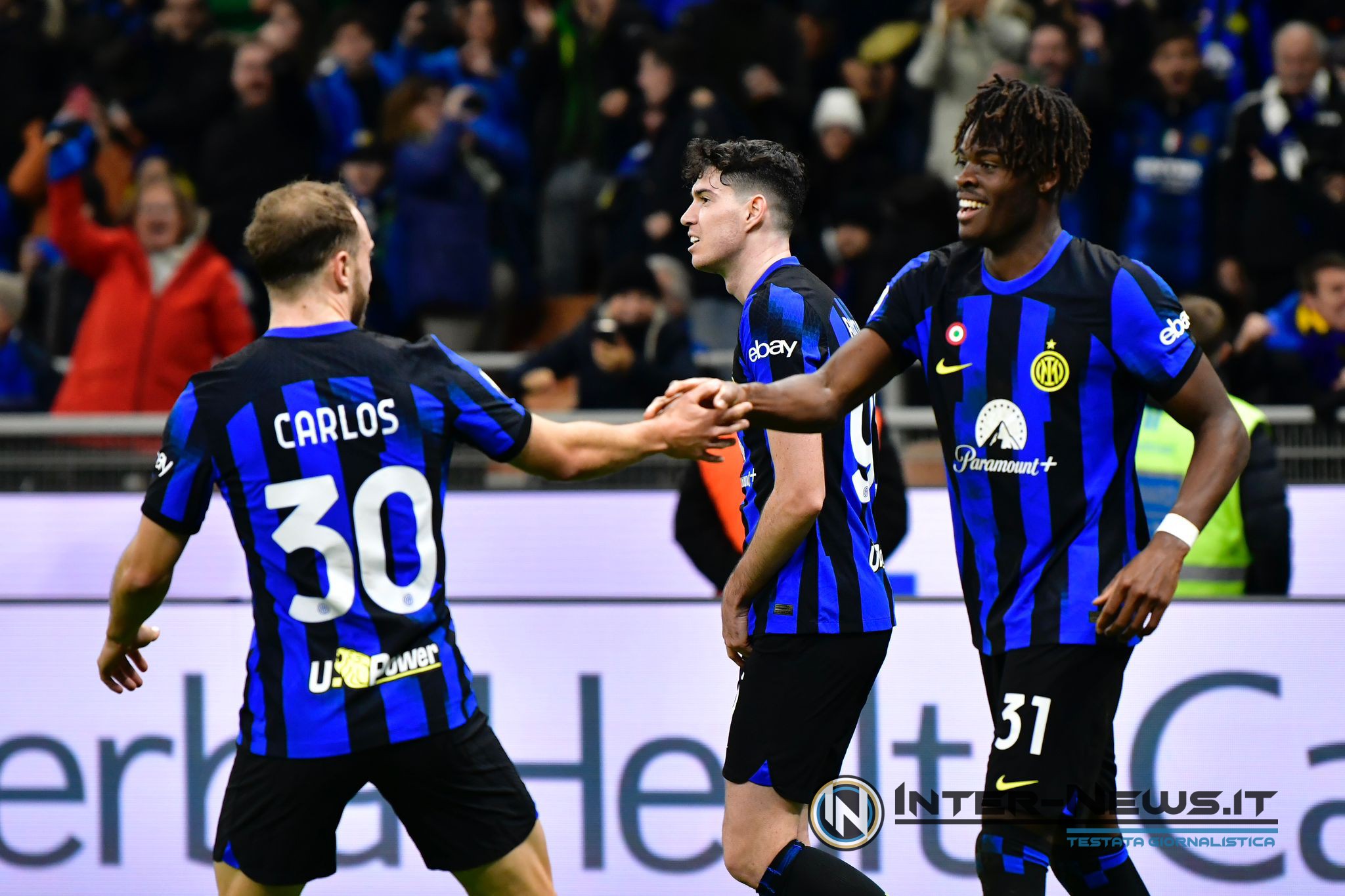 Carlos Augusto e Yann Aurel Bisseck in Inter-Lecce (Photo by Tommaso Fimiano/Inter-News.it ©)