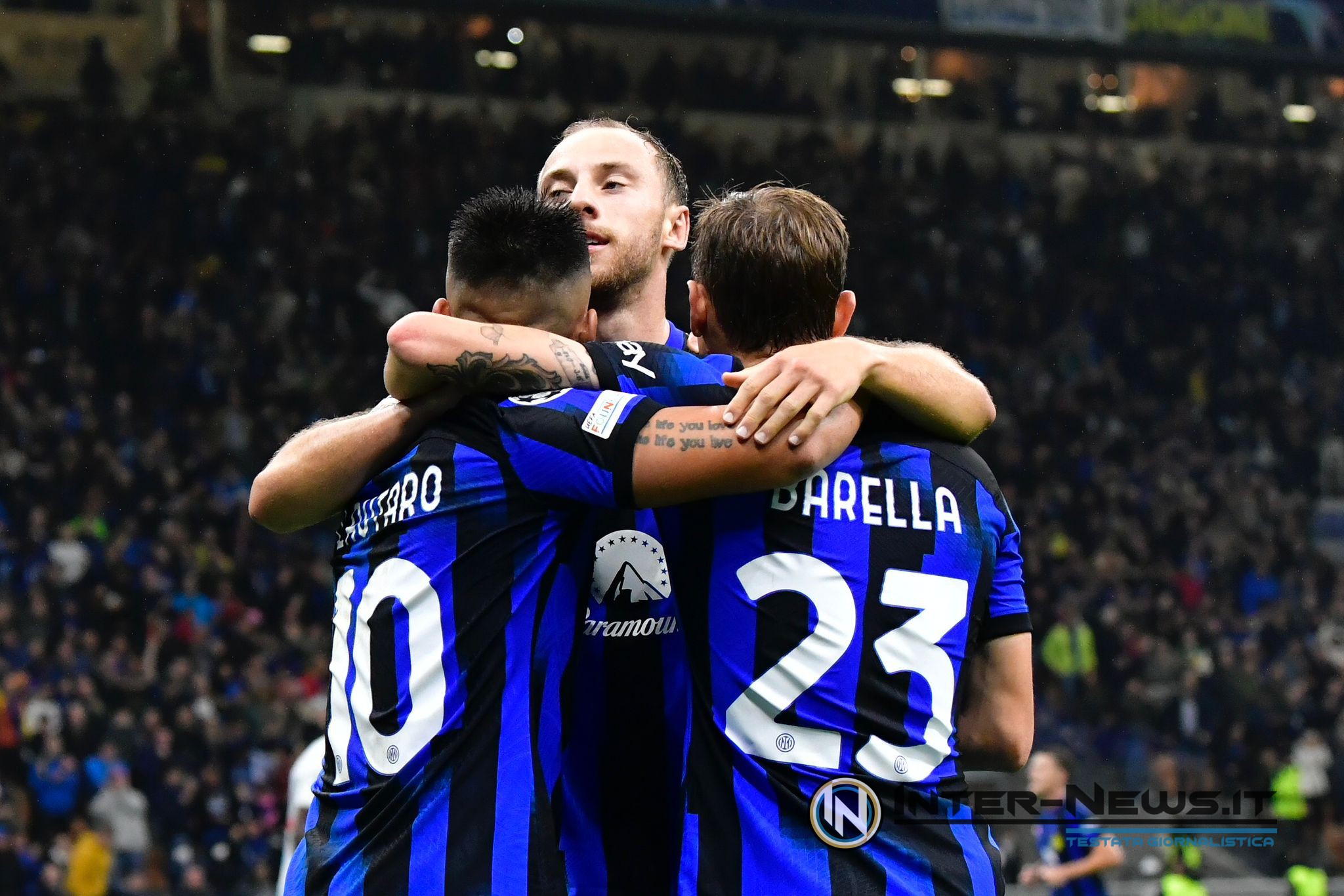 Carlos Augusto, Lautaro Martinez, Nicolò Barella, esultanza in Inter-Salisburgo (Photo by Tommaso Fimiano/Inter-News.it ©)
