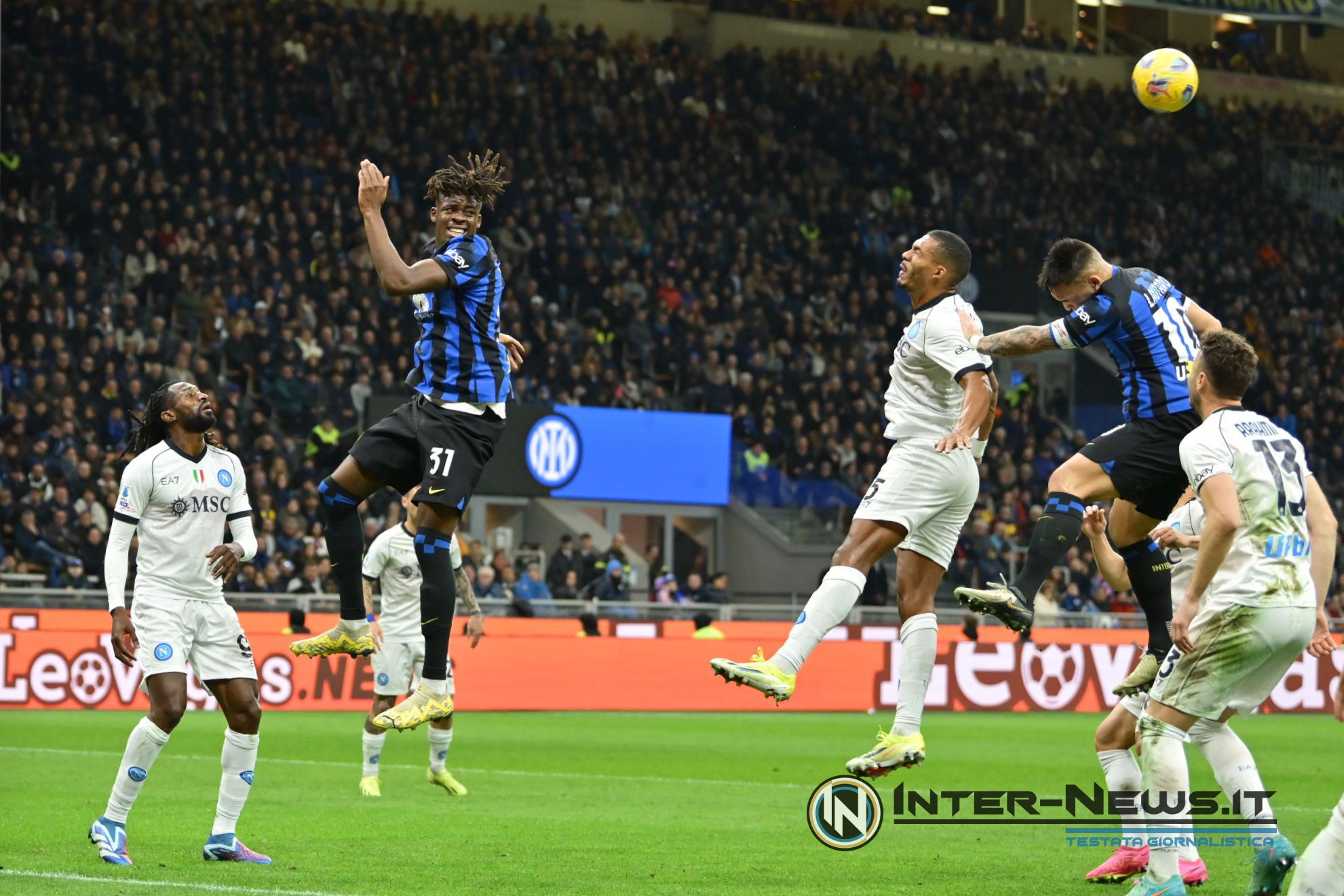 Aurel Bisseck, Lautaro Martinez, Juan Jesus in Inter-Napoli (Photo by Tommaso Fimiano/Inter-News.it ©)