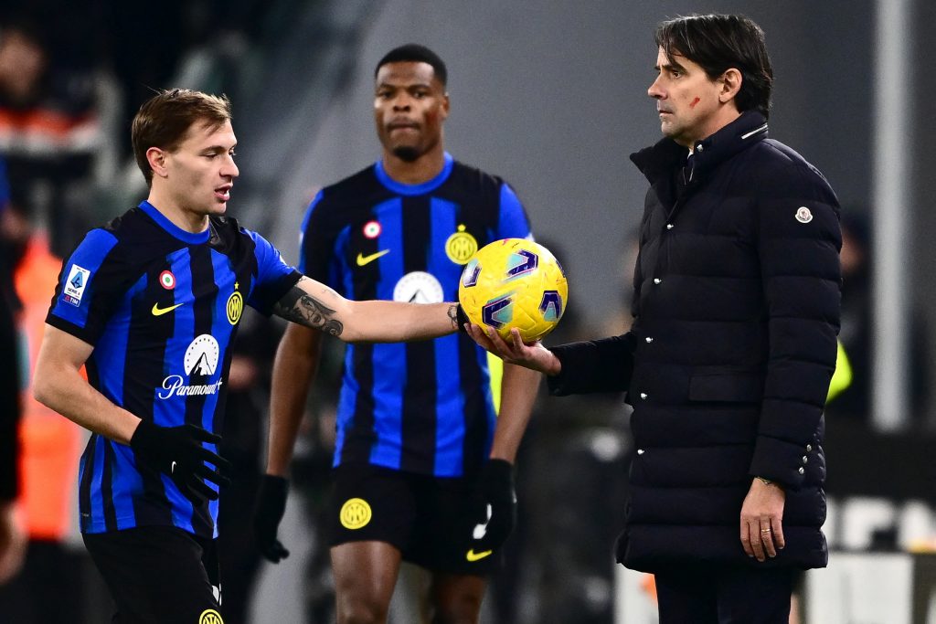 Simone Inzaghi, Nicolò Barella, Denzel Dumfries. Inter