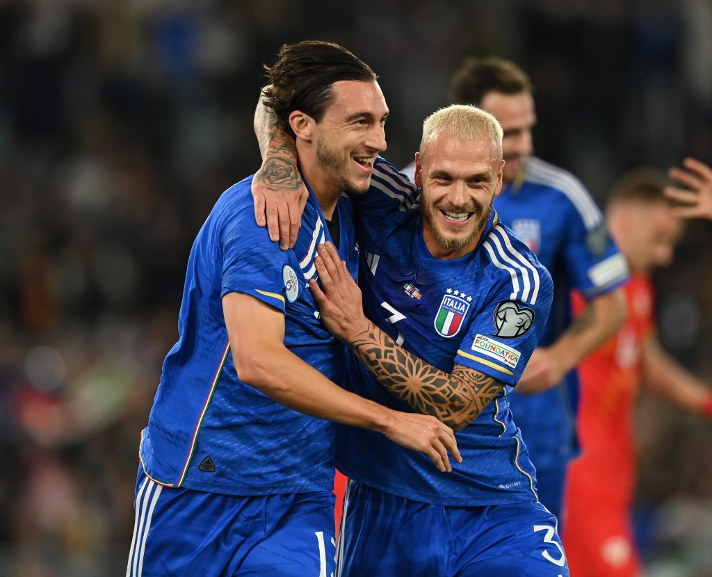 Matteo Darmian e Federico Dimarco con la Nazionale dell'Italia