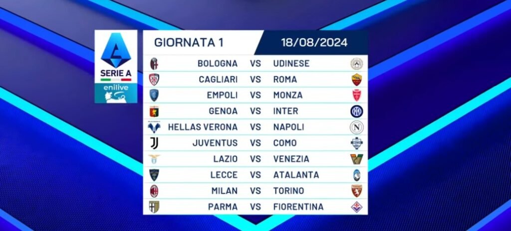 Calendario Serie A 2024-2025 1a giornata