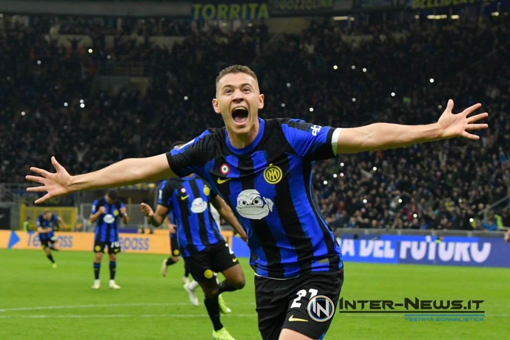 Kristjan Asllani al primo gol in Inter-Genoa di Serie A (Photo by Tommaso Fimiano/Inter-News.it ©)