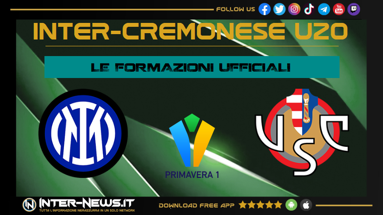 Inter-Cremonese Primavera, formazioni ufficiali