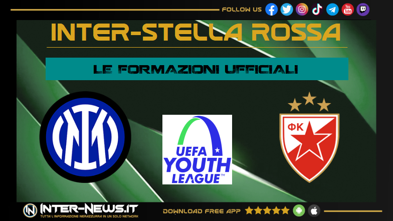 Inter-Stella Rossa Youth League, formazioni ufficiali