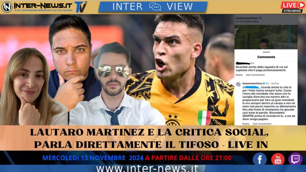 Lautaro Martinez critica social COPERTINA IN 13 novembre 2024