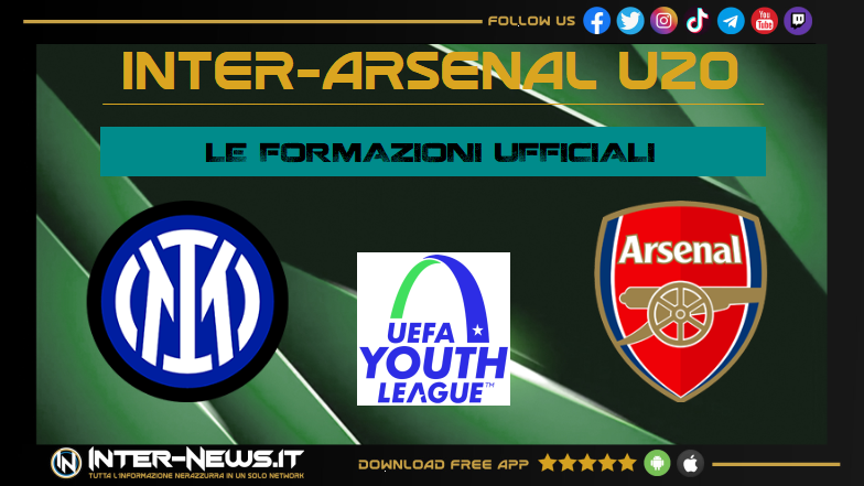 Inter-Arsenal di Youth League, le formazioni ufficiali