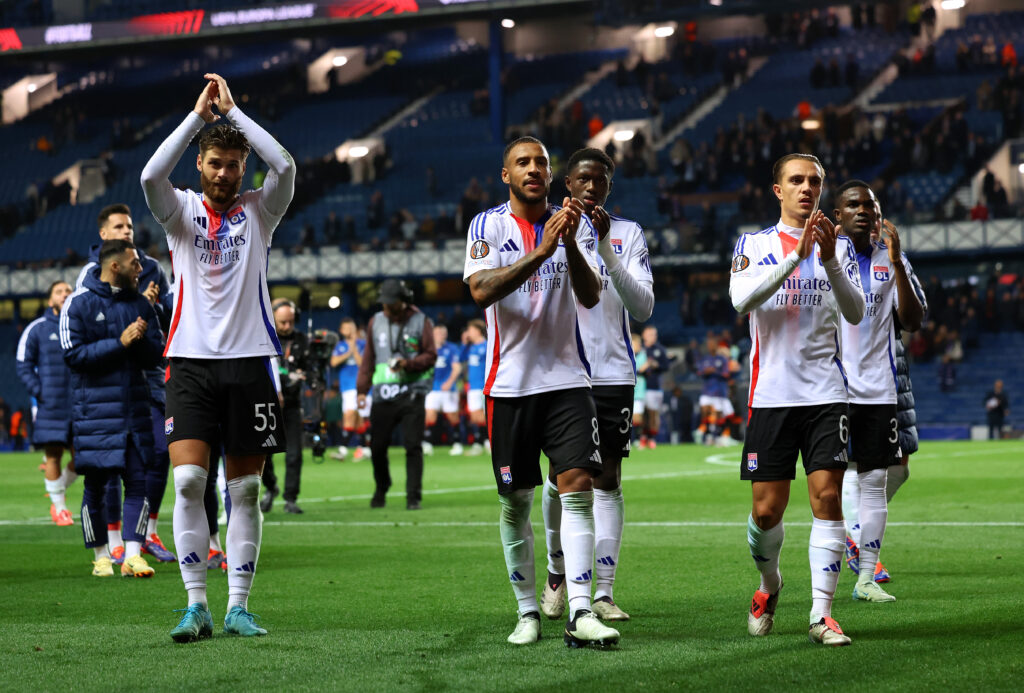 Duje Caleta-Car, Corentin Tolisso, Mahamadou Diawara and Maxence Caqueret del Lione, Europa League
