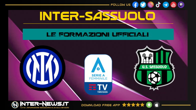 Inter-Sassuolo Women formazioni ufficiali