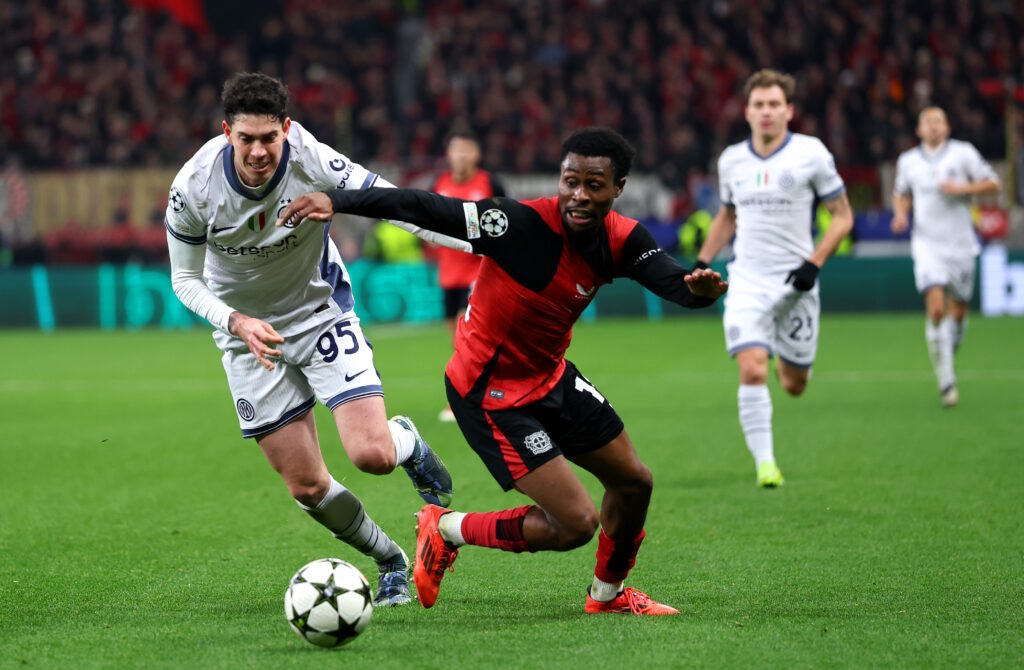 Alessandro Bastoni e Nathan Tella, Bayer Leverkusen-Inter