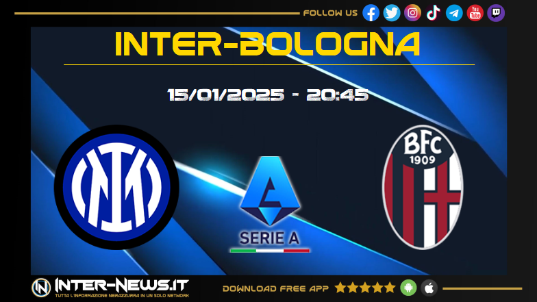 Inter-Bologna, diciannovesima giornata di Serie A.