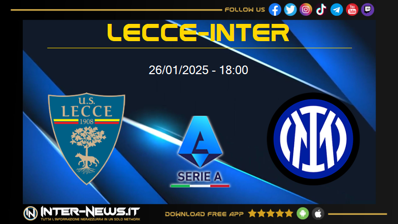 Lecce-Inter, ventiduesima giornata di Serie A