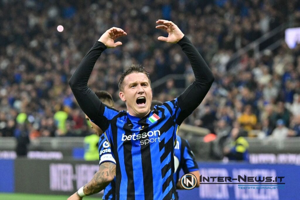 Piotr Zielinski esulta dopo il rigore segnato in Inter-Juventus di Serie A (Photo by Tommaso Fimiano/Inter-News.it ©)