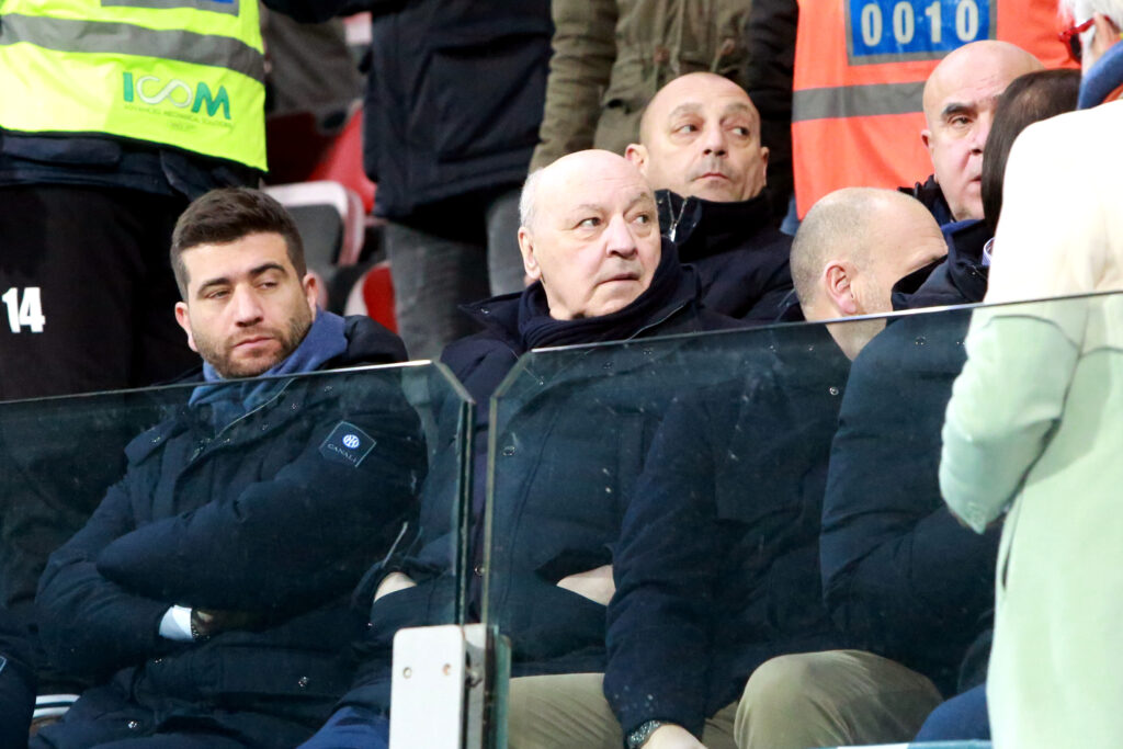 Giuseppe Marotta sugli spalti dell'Unipol Domus per Cagliari-Inter
