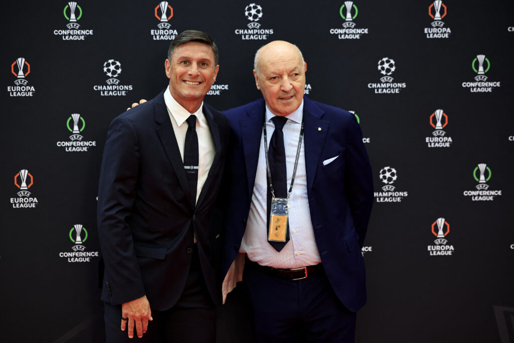Giuseppe Marotta e Javier Zanetti, presidente e vice president dell'Inter, al sorteggio di Champions League